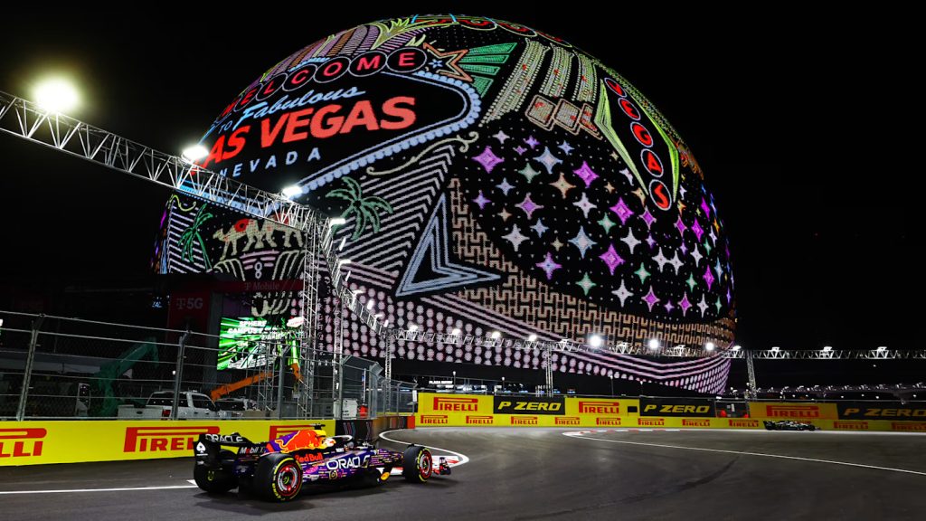 Las Vegas Grand Prix Strip Circuit main straight rooftop hospitality