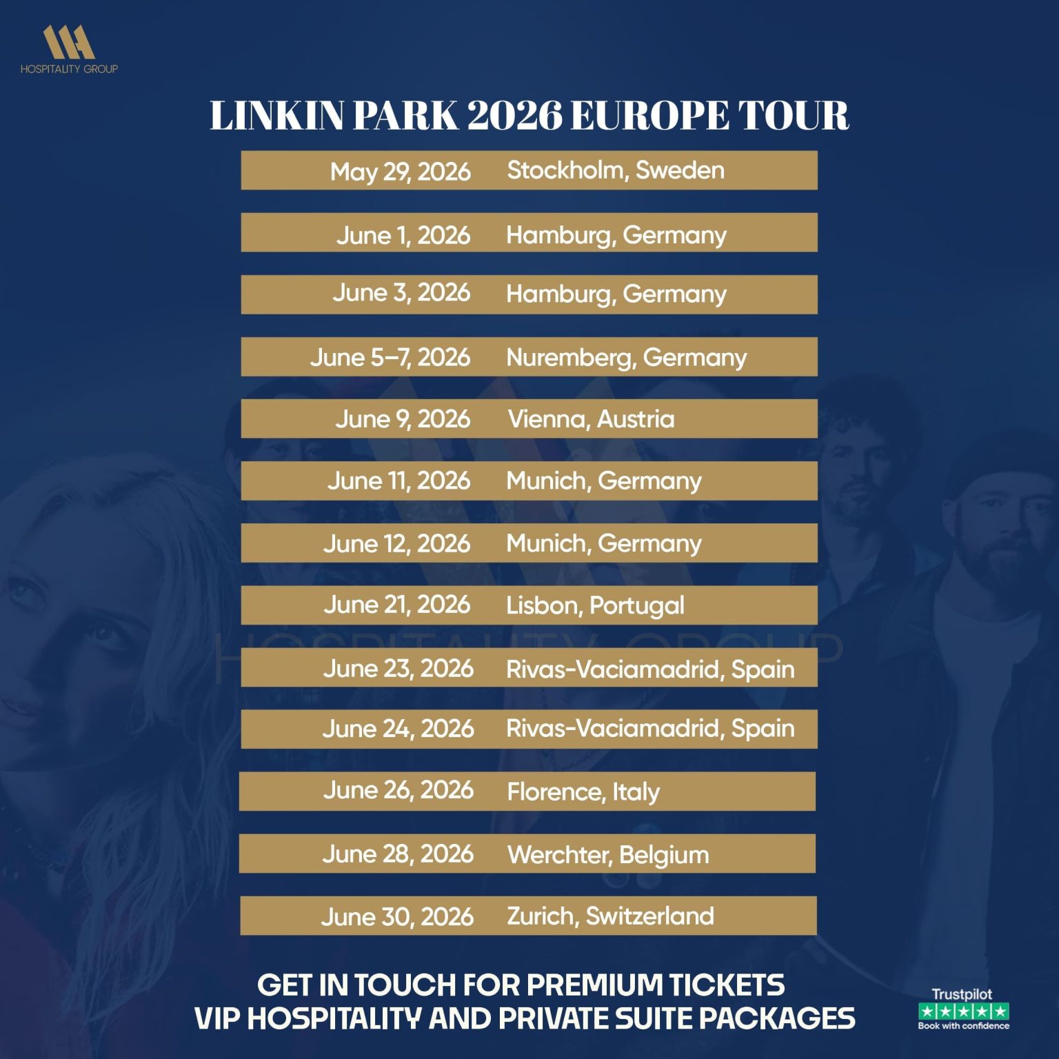 Linkin Park Tour 2026: VIP Tickets & Hospitality Packages