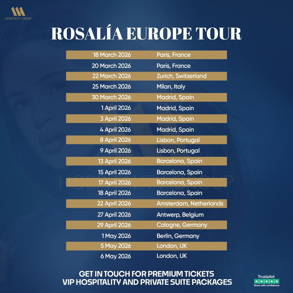 Rosalia Tour 2026 schedule and global concert dates