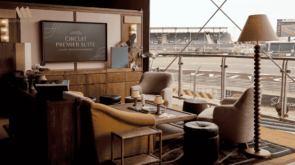 Canadian Grand Prix VIP hospitality lounge with premium dining and champagne service