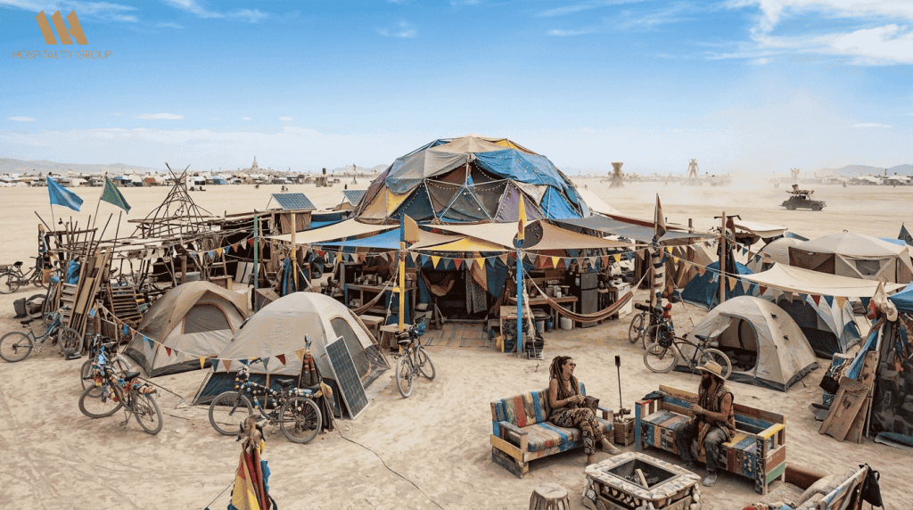 Burning Man camps setup in Black Rock Desert