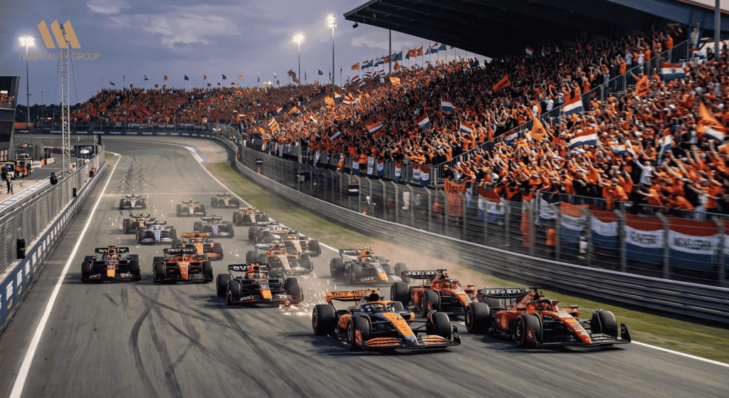VIP hospitality view at Dutch Grand Prix 2026 overlooking Circuit Zandvoort track action