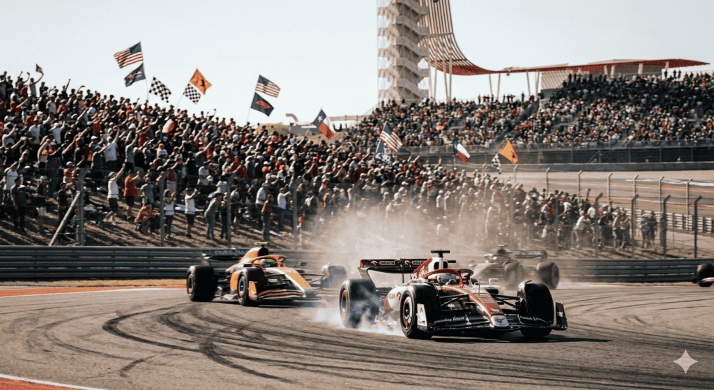 Best viewing areas at Circuit of the Americas Turn 1 Main Straight and Turn 15 during F1 race