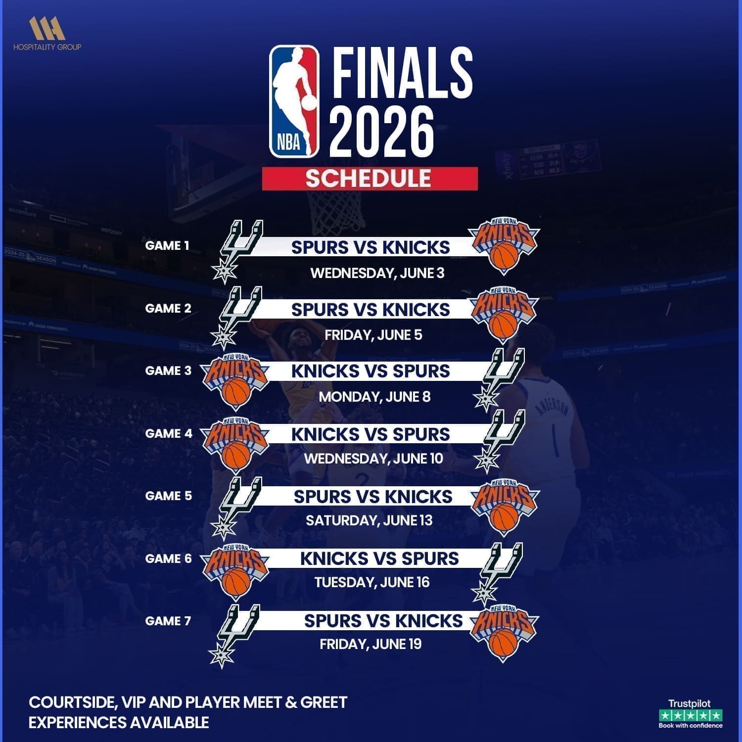 NBA Finals 2026 schedule - Knicks -vs Spurs
