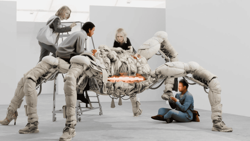 Feral Metaverse (Spider) combines a large climbable spider sculpture with a live multiplayer game