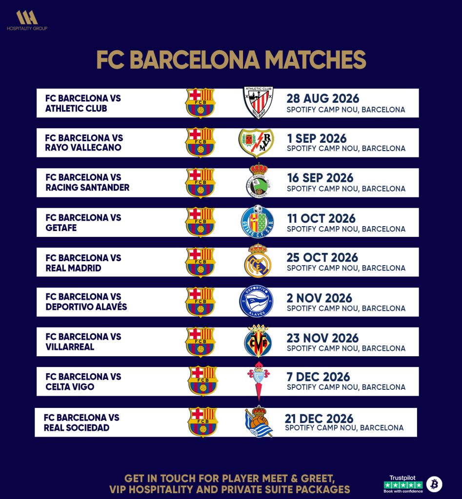 FC Barcelona Fixtures 2026/27 | Exclusive VIP Tickets