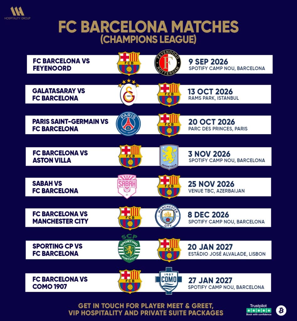 FC Barcelona Fixtures 2026/27 | Exclusive VIP Tickets